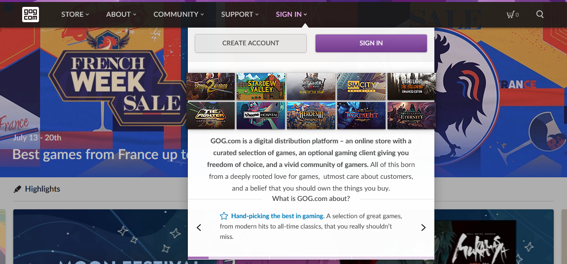 GOG — головна сторінка